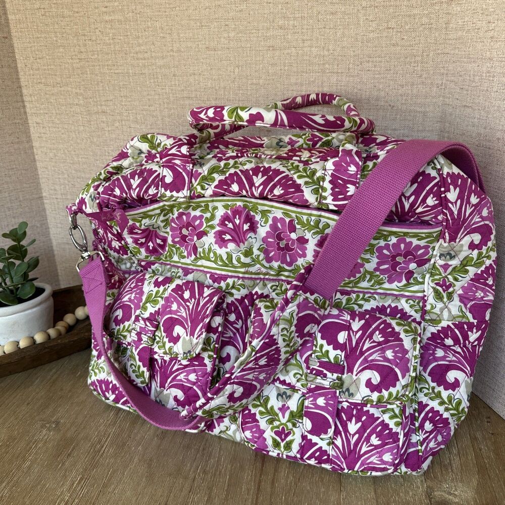 Vera Bradley Grand Traveler Bag Julep Tulip Quilted Carry On Travel Duffel EUC